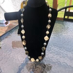 Esmor Vintage Freshwater Pearl Shell Silver Tone Necklace